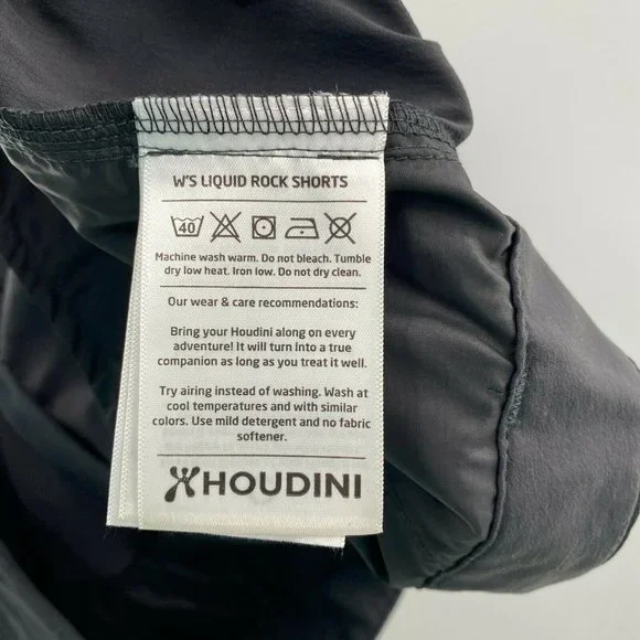 Houdini Women's Liquid Rock Shorts Black sz L Outdoors Hiking Beach Lightweight - Picture 10 of 11